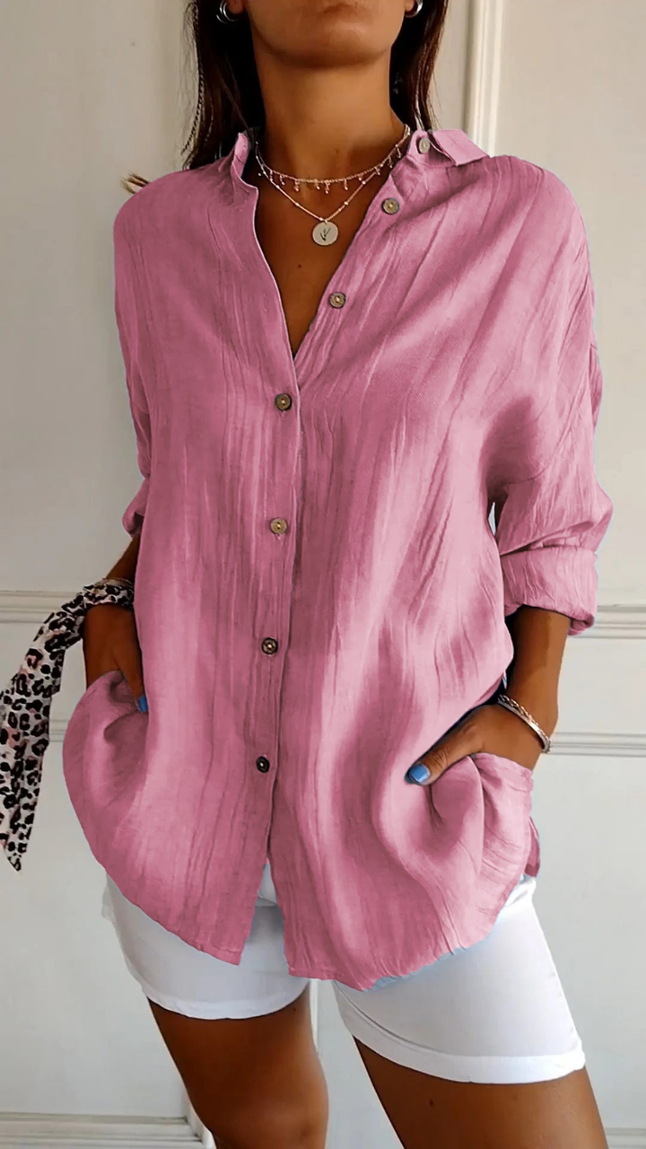 Olive | Women's Oversized Linen Button-Down Shirt