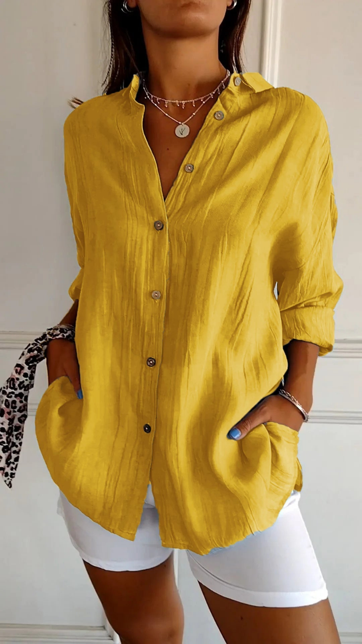 Olive | Women's Oversized Linen Button-Down Shirt