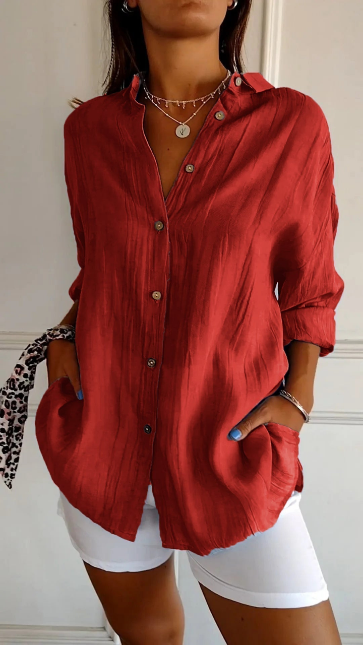 Olive | Women's Oversized Linen Button-Down Shirt