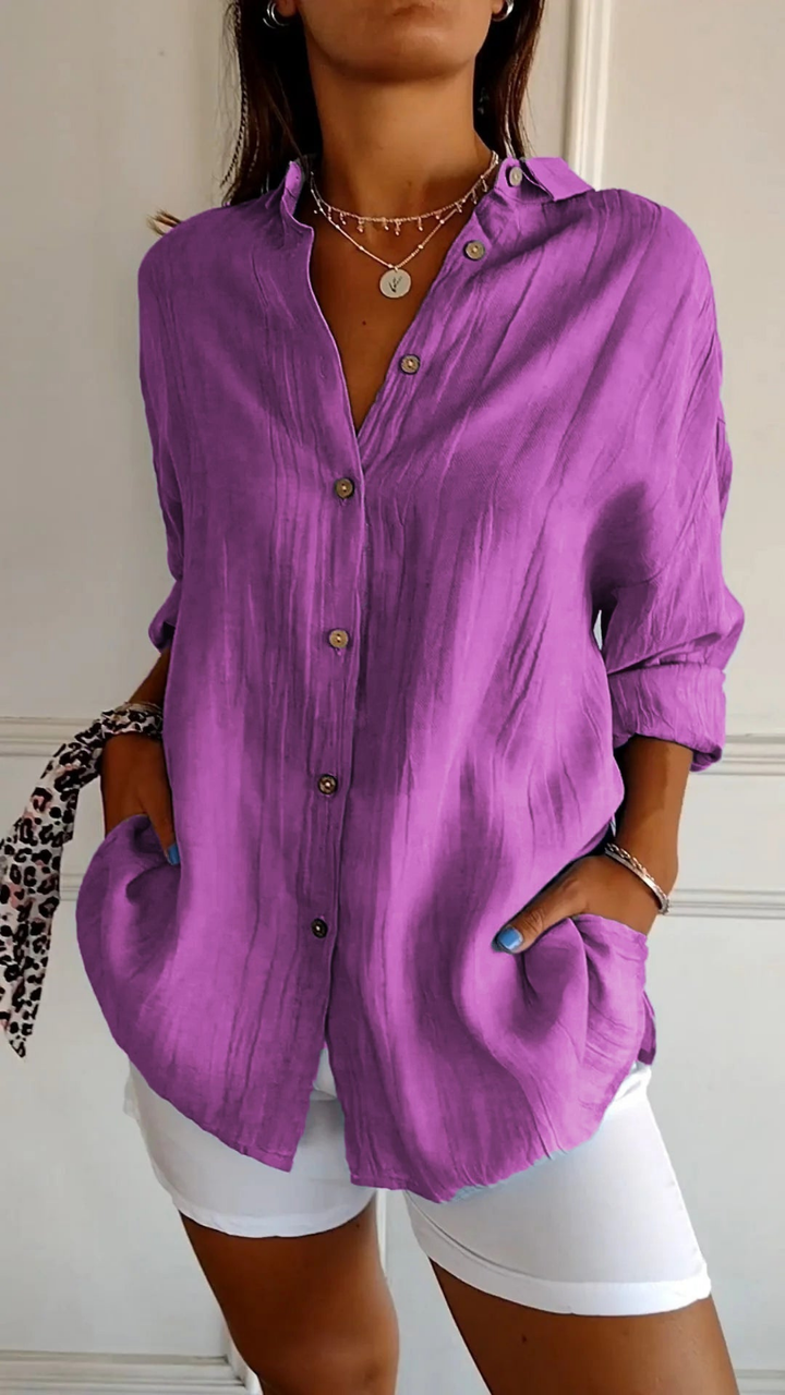 Olive | Women's Oversized Linen Button-Down Shirt