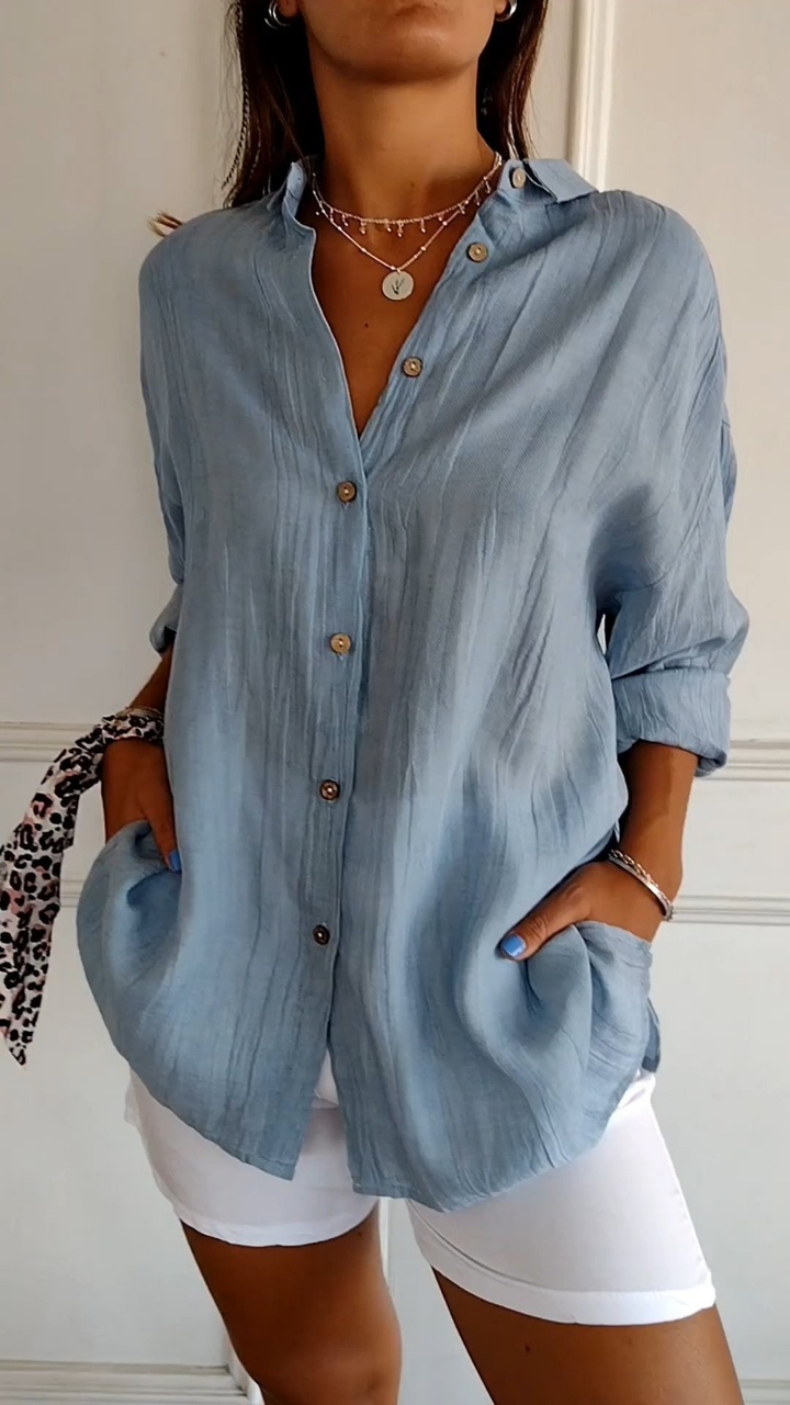 Olive | Women's Oversized Linen Button-Down Shirt