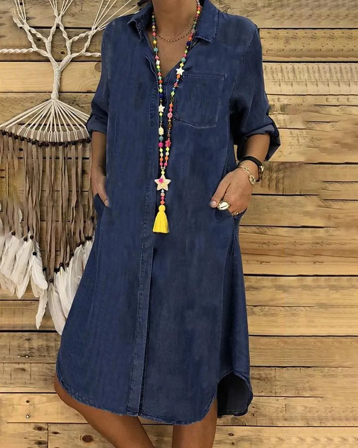 Hazel | Denim Shirt Dress with Pockets