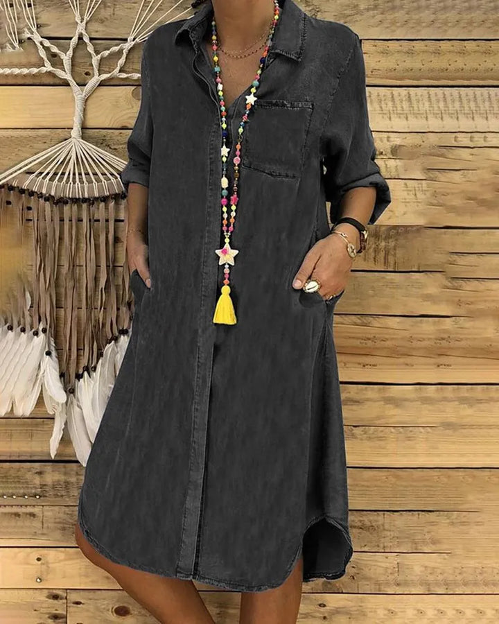 Hazel | Denim Shirt Dress with Pockets