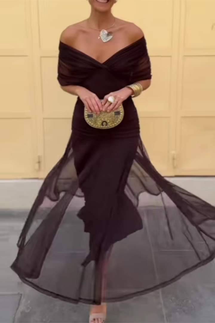 Celeste | Pleated V-Neck Maxi Dress