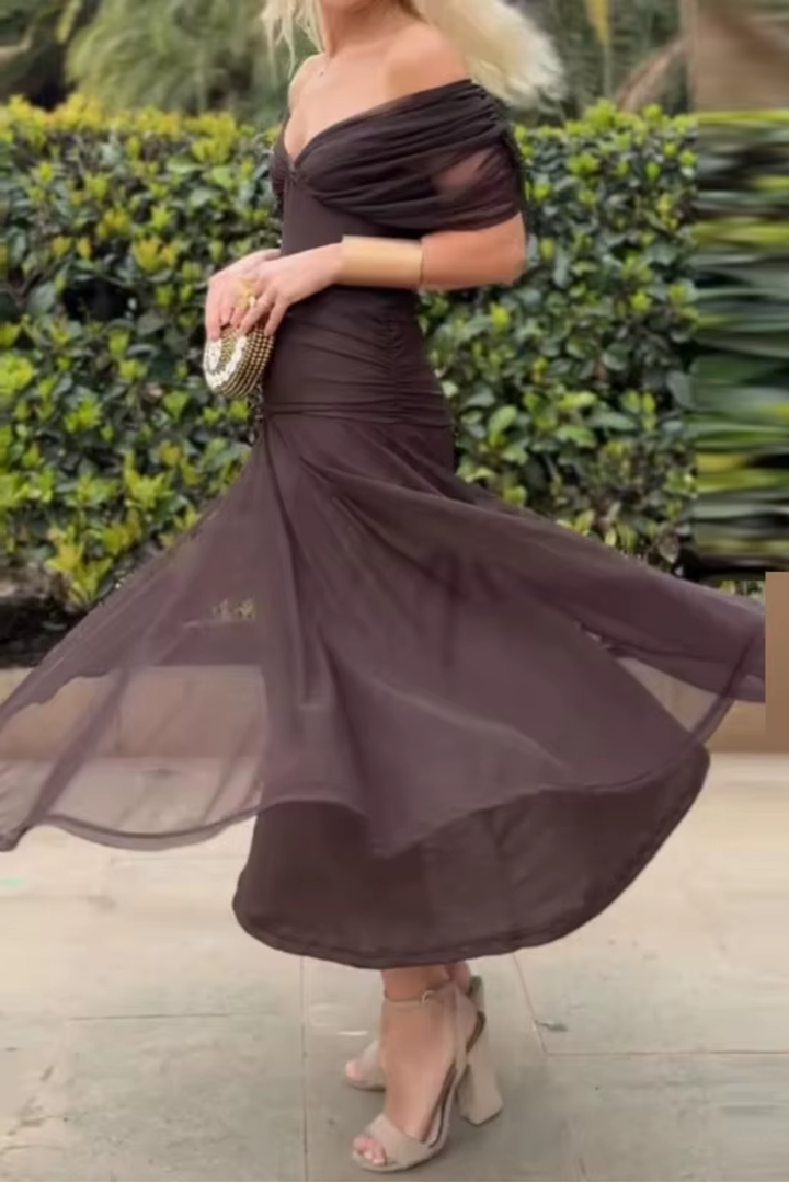 Celeste | Pleated V-Neck Maxi Dress