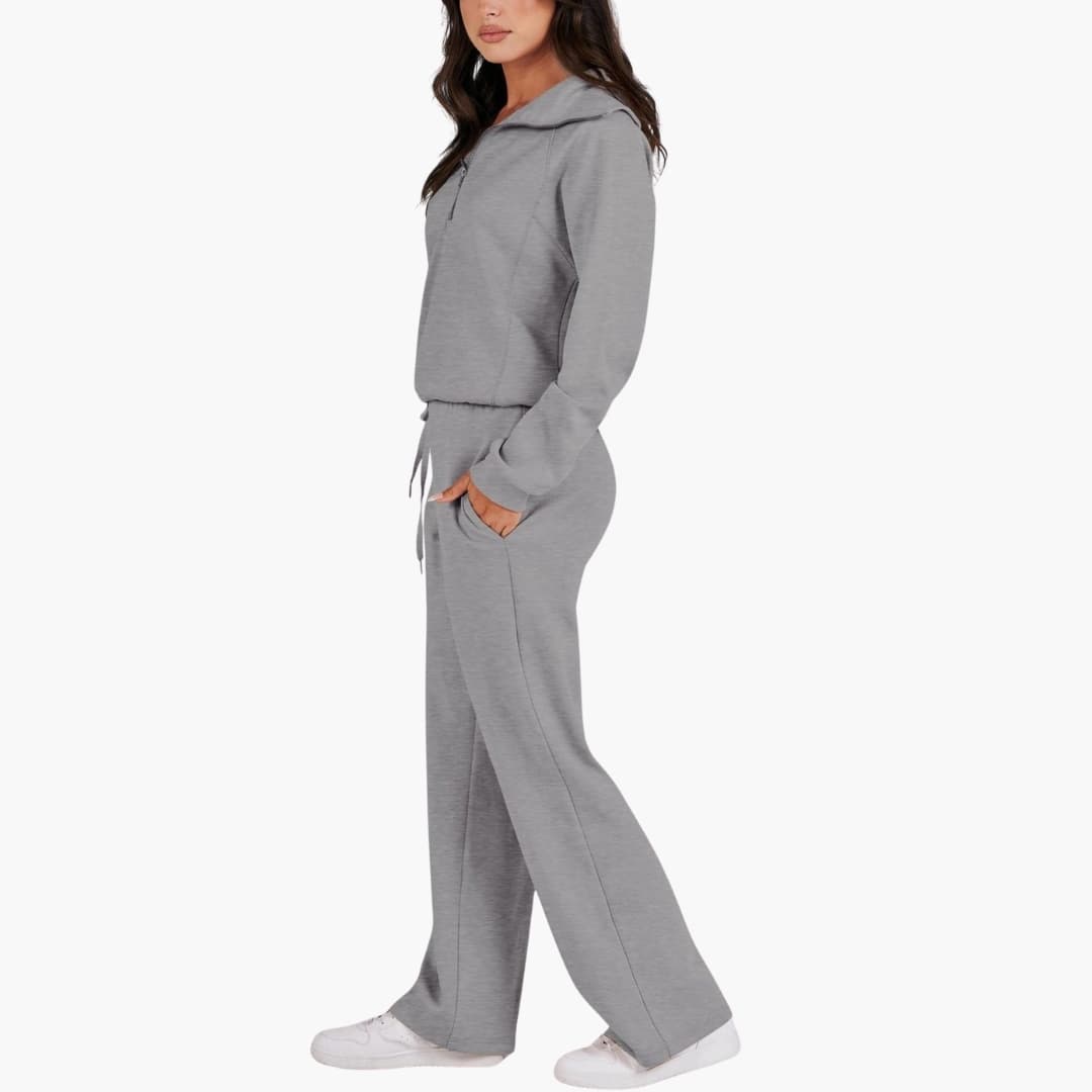 Severina | Women's Half-Zip Top and Wide Leg Pants Set