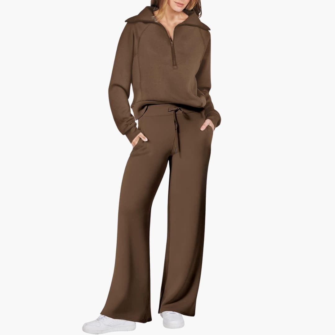 Severina | Women's Half-Zip Top and Wide Leg Pants Set