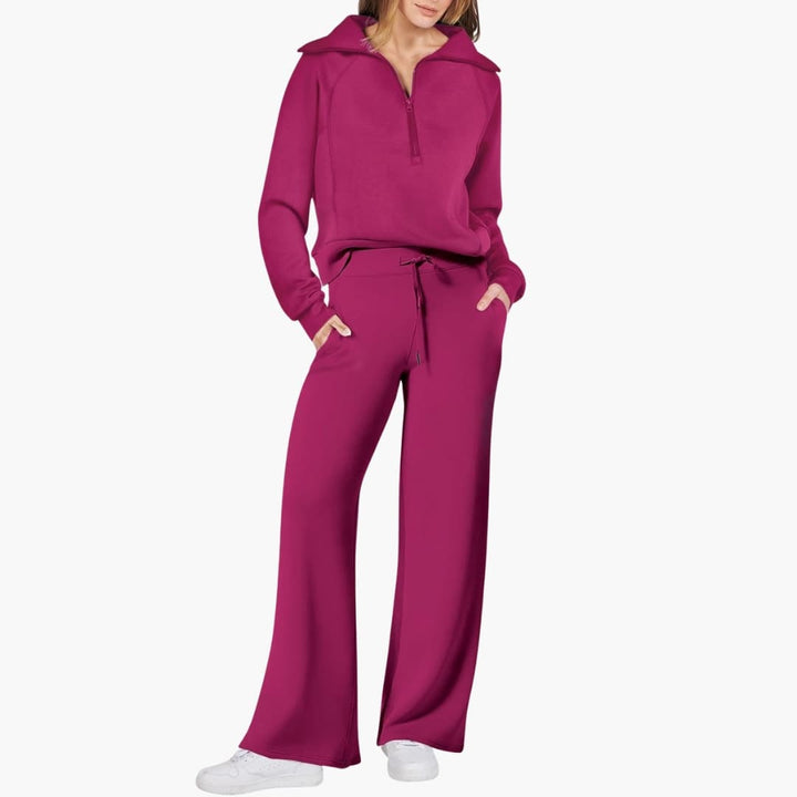 Severina | Women's Half-Zip Top and Wide Leg Pants Set