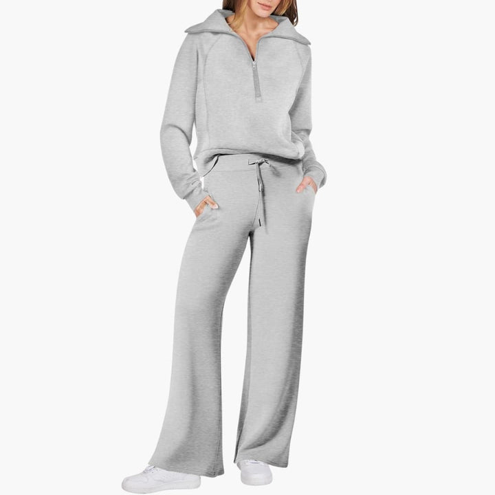 Severina | Women's Half-Zip Top and Wide Leg Pants Set