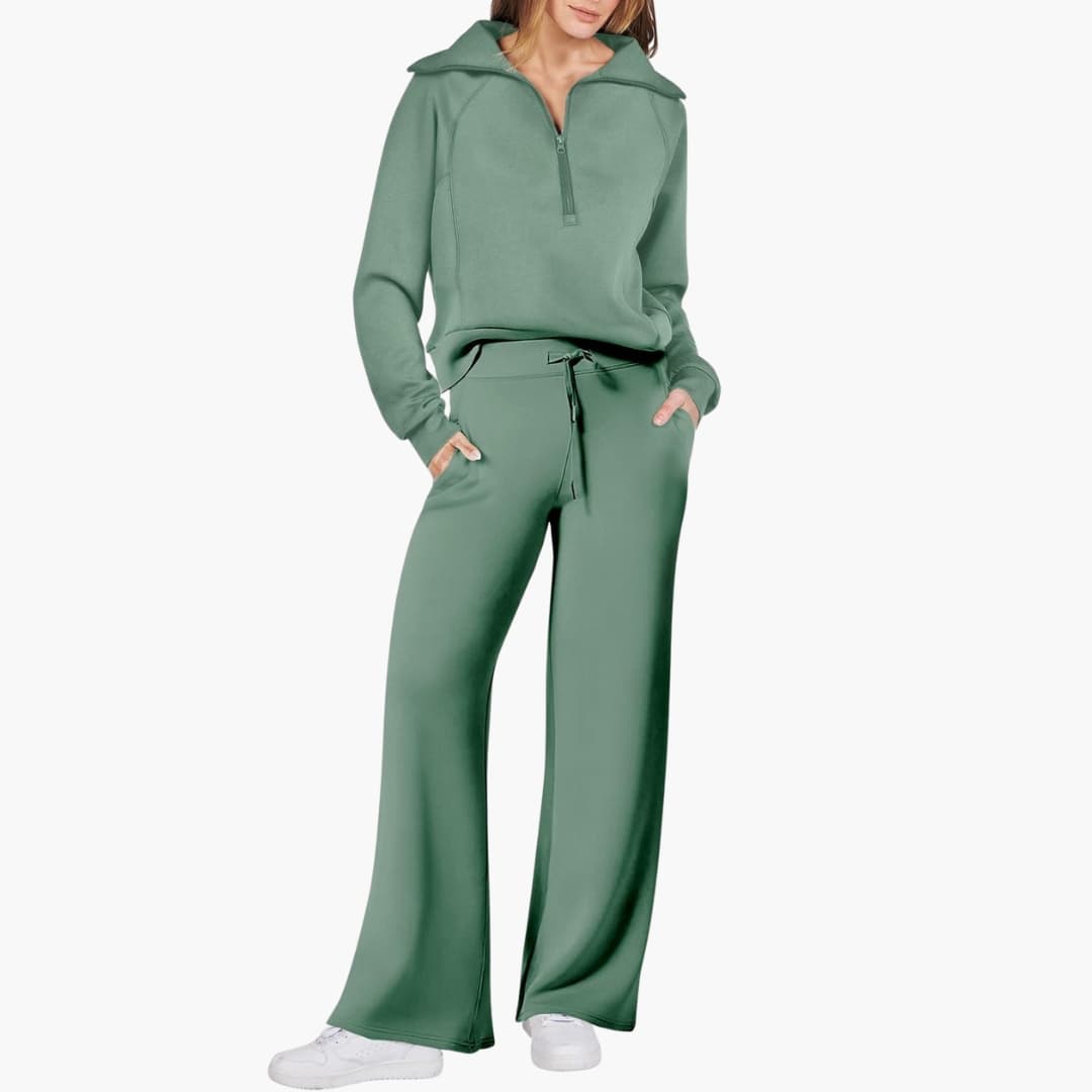 Severina | Women's Half-Zip Top and Wide Leg Pants Set