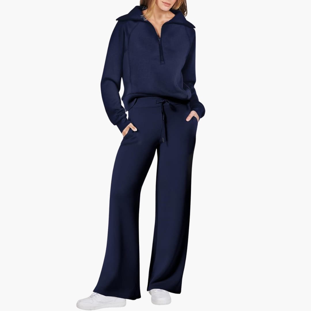 Severina | Women's Half-Zip Top and Wide Leg Pants Set