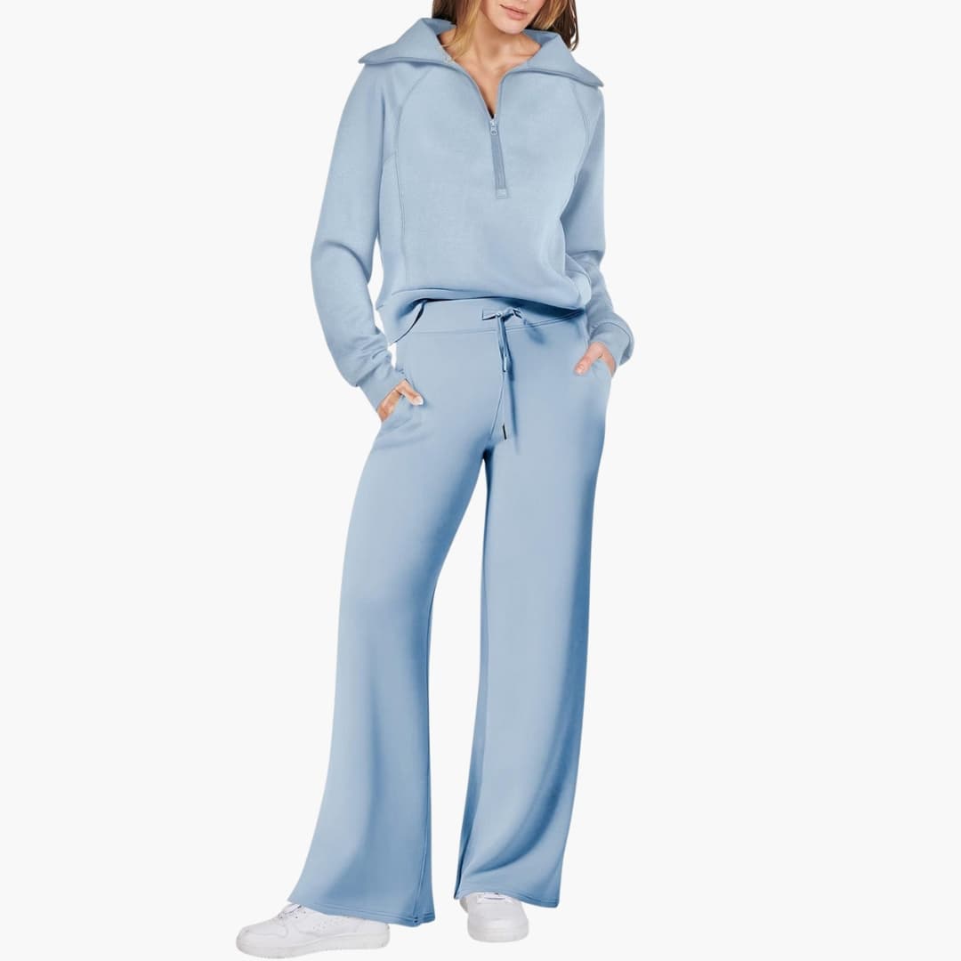 Severina | Women's Half-Zip Top and Wide Leg Pants Set