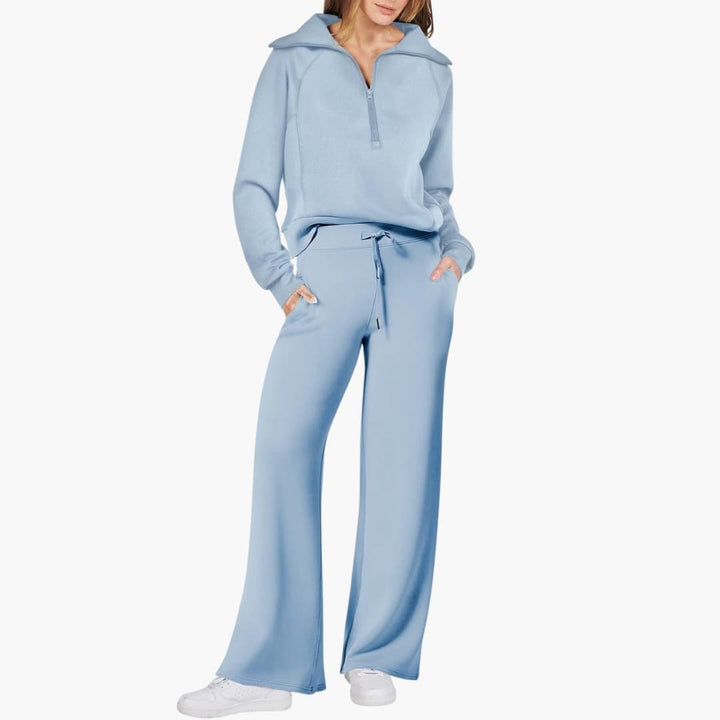 Severina | Women's Half-Zip Top and Wide Leg Pants Set