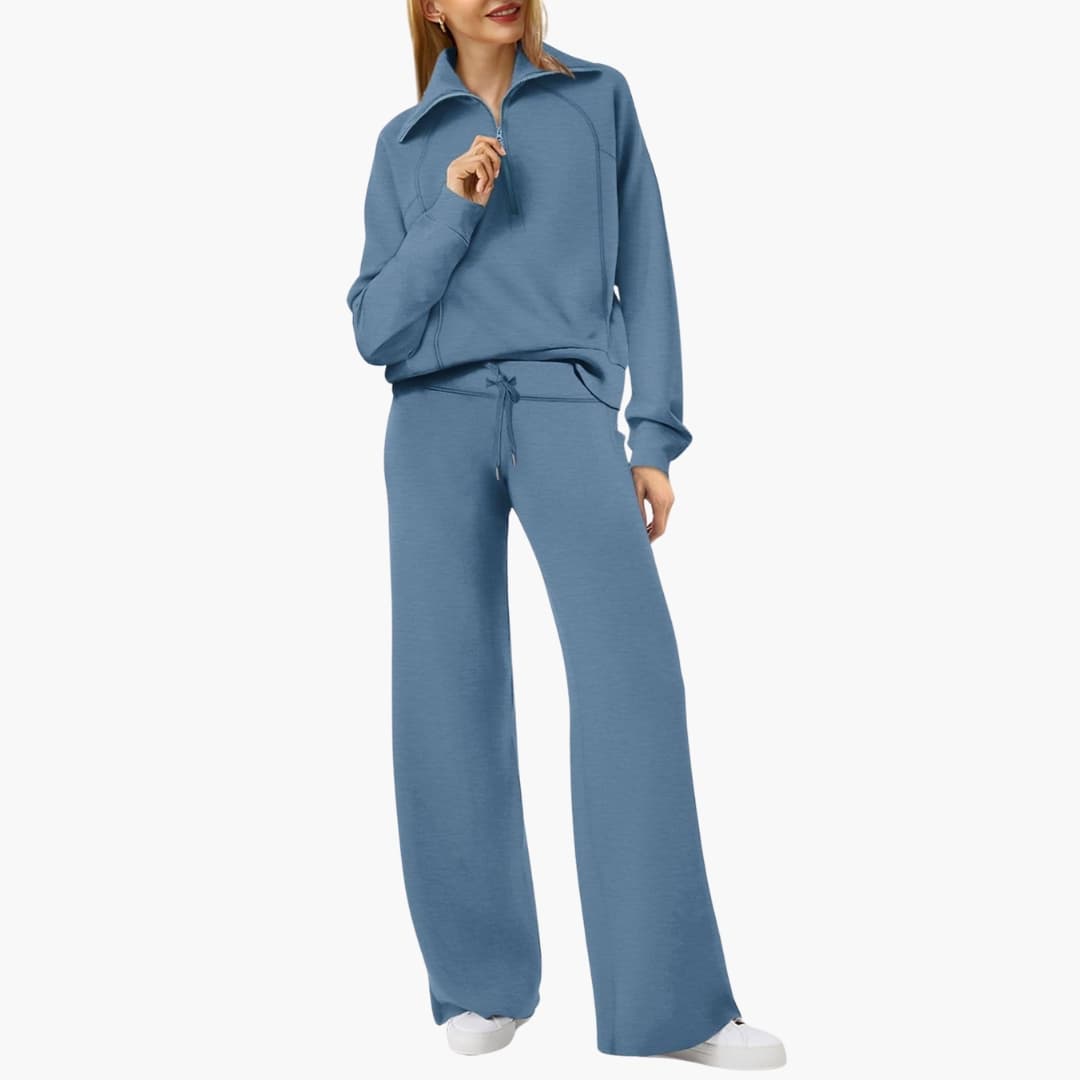 Severina | Women's Half-Zip Top and Wide Leg Pants Set
