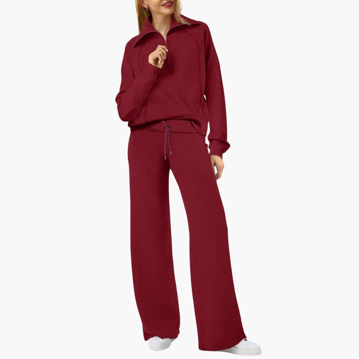 Severina | Women's Half-Zip Top and Wide Leg Pants Set