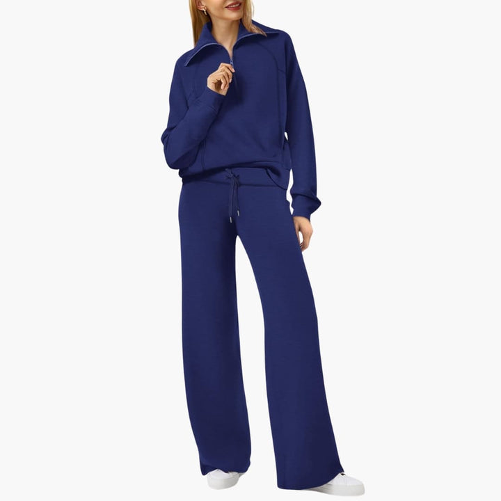 Severina | Women's Half-Zip Top and Wide Leg Pants Set