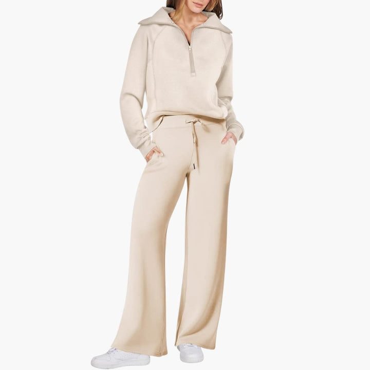 Severina | Women's Half-Zip Top and Wide Leg Pants Set