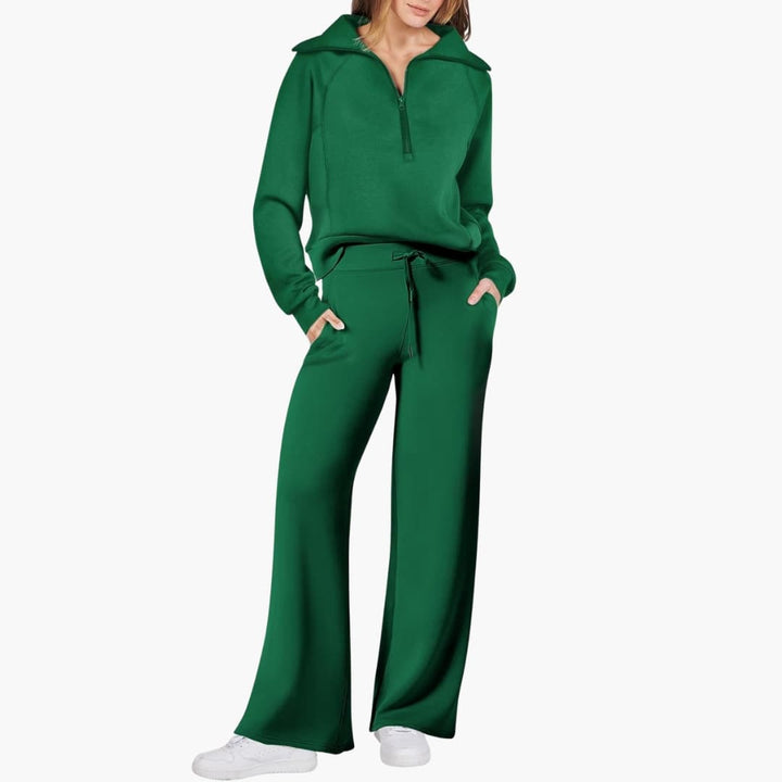 Severina | Women's Half-Zip Top and Wide Leg Pants Set