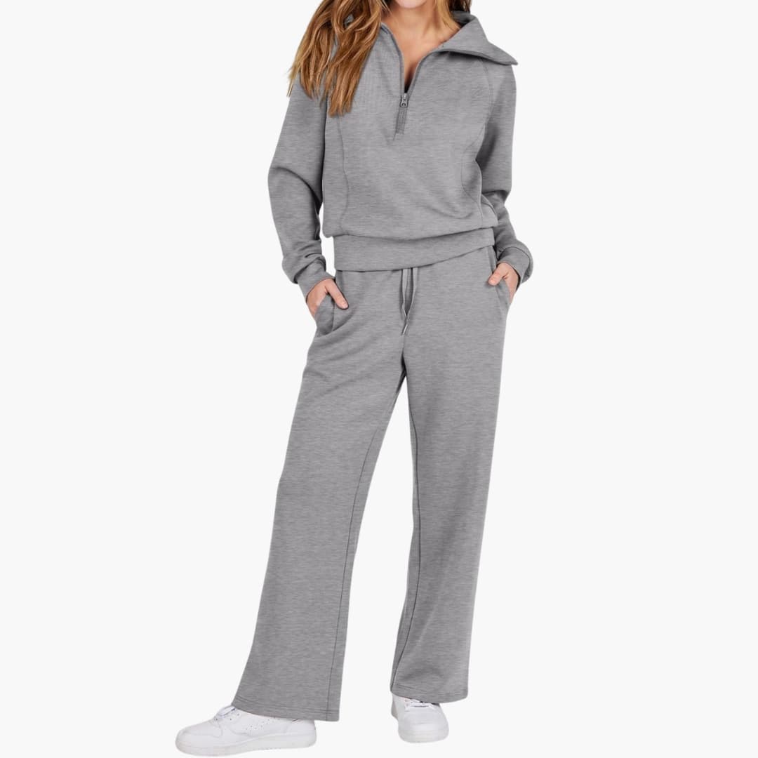 Severina | Women's Half-Zip Top and Wide Leg Pants Set