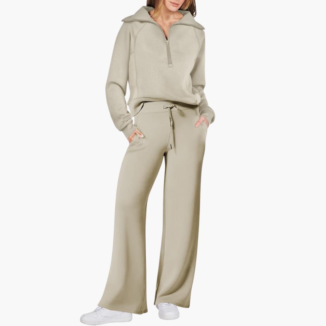 Severina | Women's Half-Zip Top and Wide Leg Pants Set