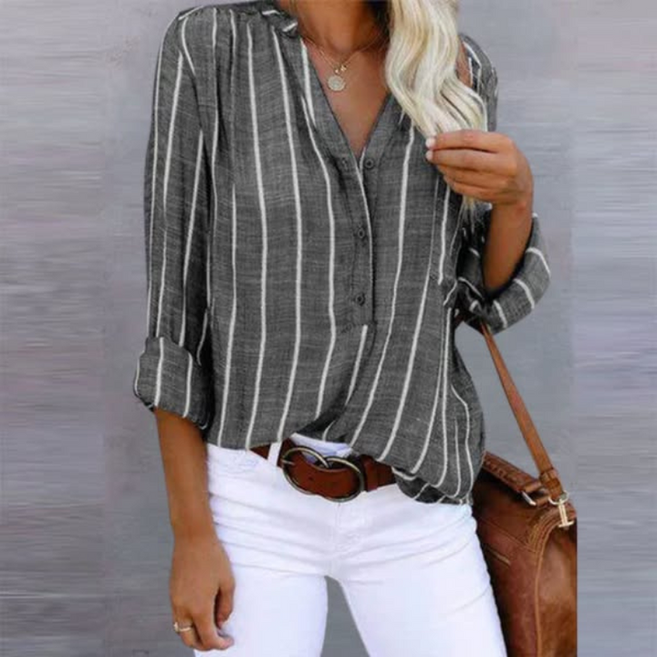 Tiziana | Women's Striped Long Sleeve Button Top