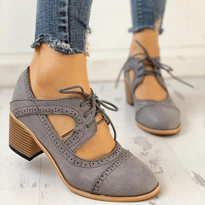 Veronique | Women's T-Strap Lace-Up Heels