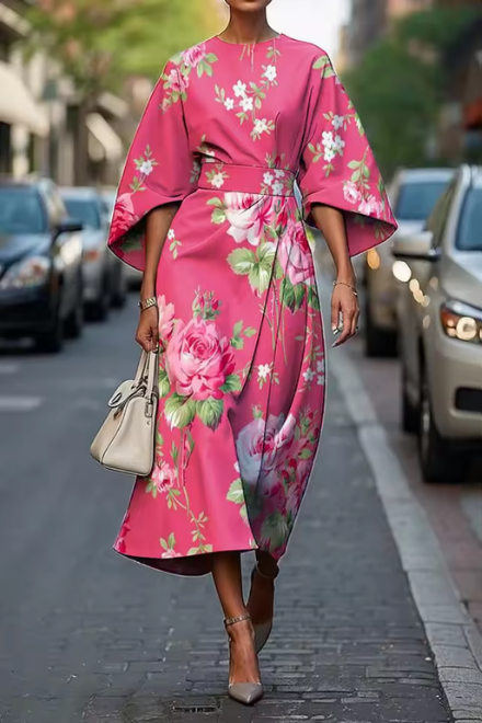 Margaret | Floral Midi Dress with Flowy Fit