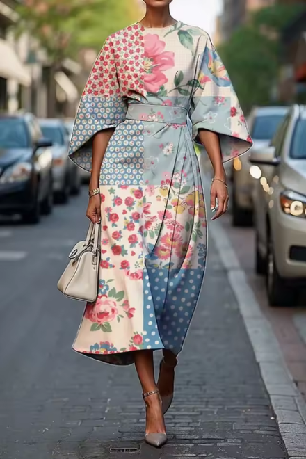 Margaret | Floral Midi Dress with Flowy Fit