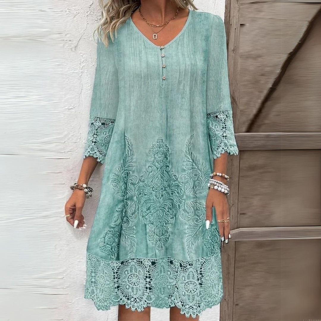 Harriet | Floral Embroidered Midi Dress