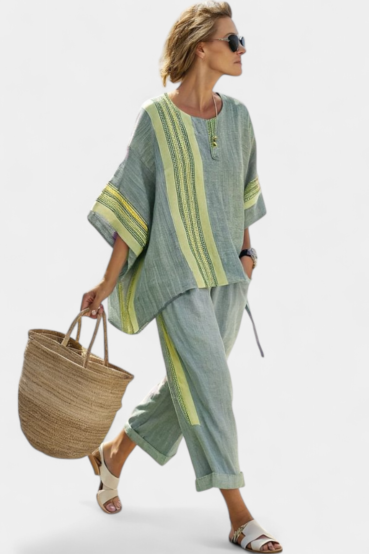 Brooke | Women's Striped Top and Pants Set