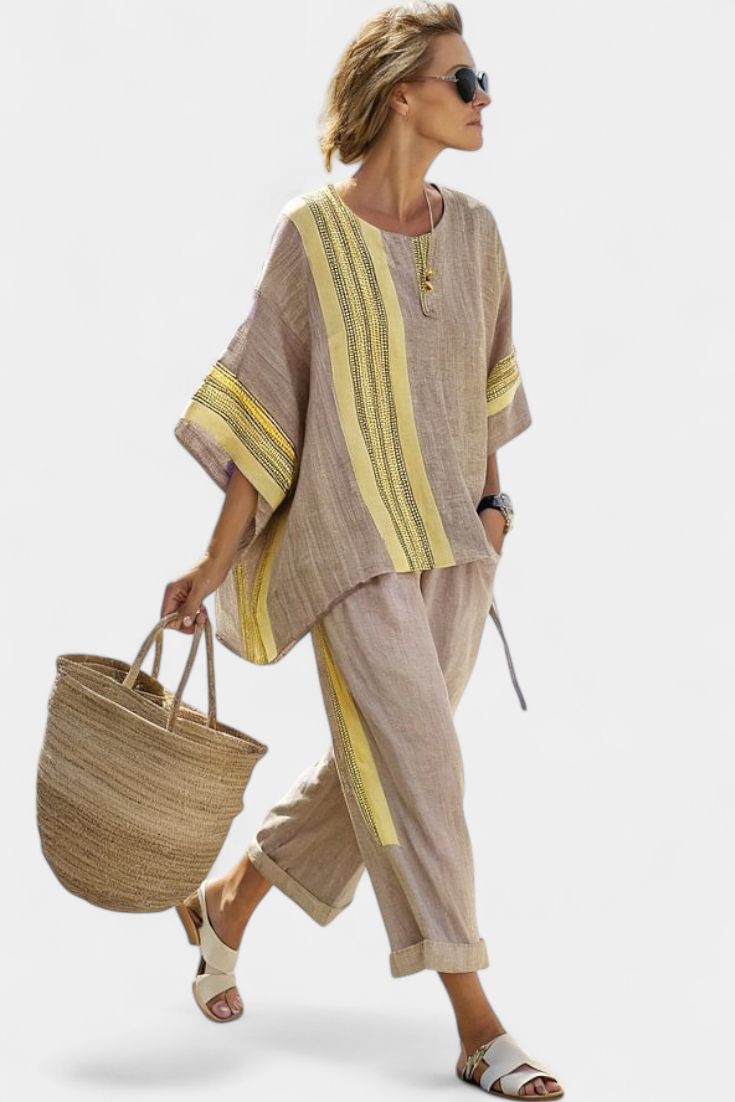 Brooke | Women's Striped Top and Pants Set