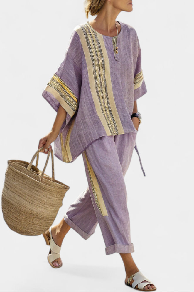 Brooke | Women's Striped Top and Pants Set