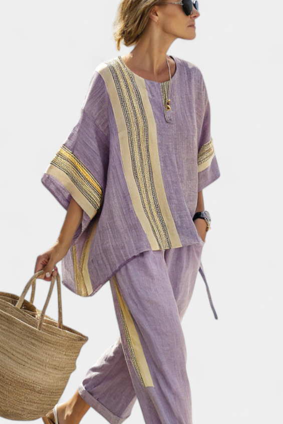 Brooke | Women's Striped Top and Pants Set