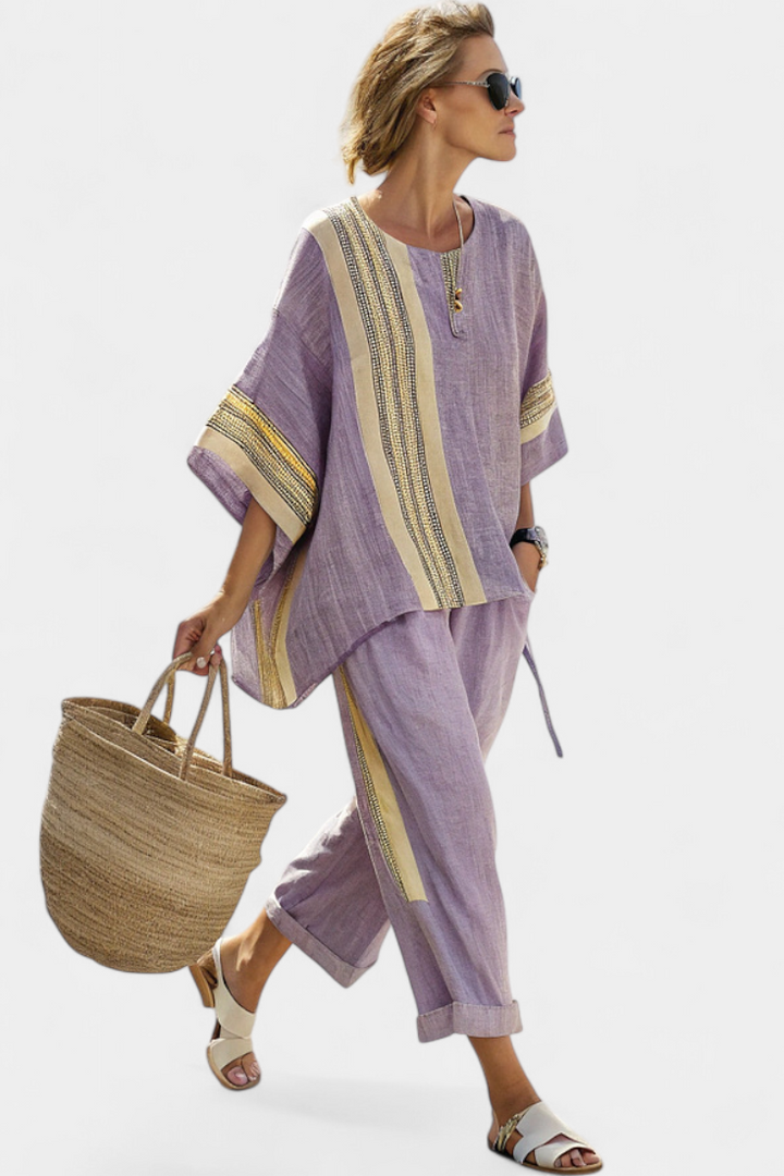 Brooke | Women's Striped Top and Pants Set