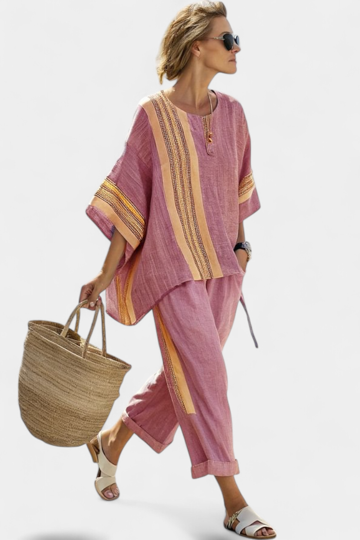 Brooke | Women's Striped Top and Pants Set