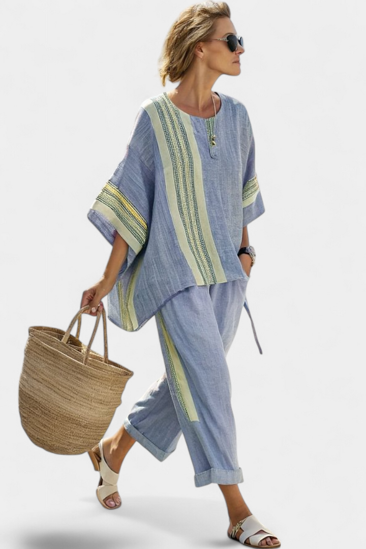 Brooke | Women's Striped Top and Pants Set