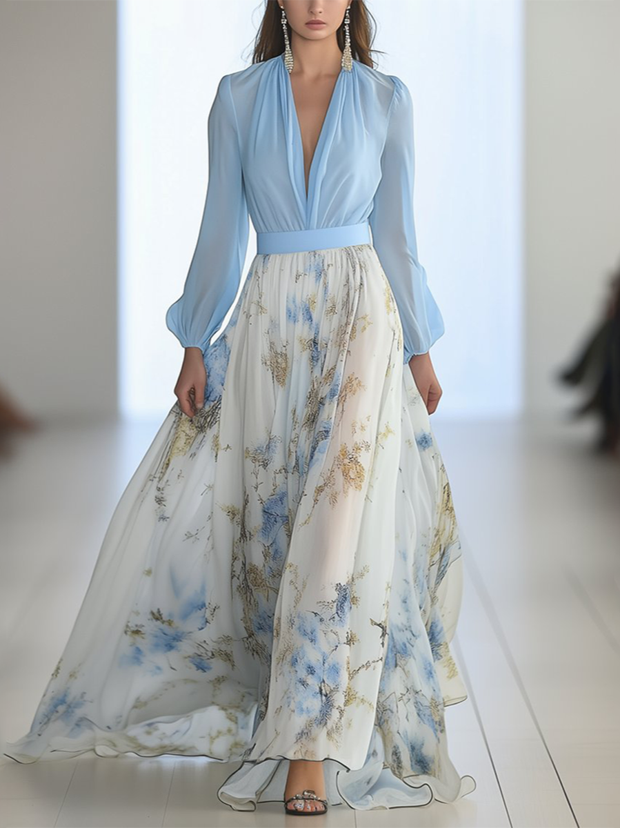 Marguerite | Women's V-Neck Floral Maxi Dress