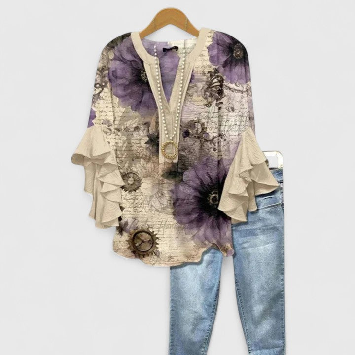 Antonella | Women's Ruffle Sleeve Floral Blouse