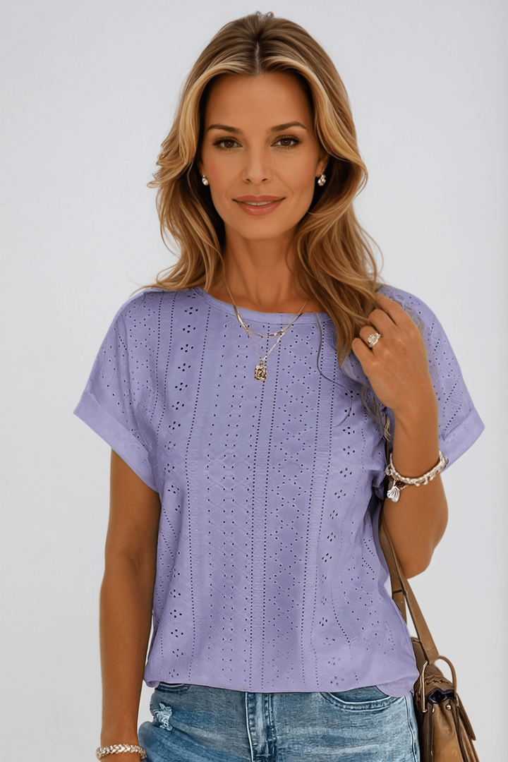Lila | Women's Cotton Eyelet Short Sleeve Top