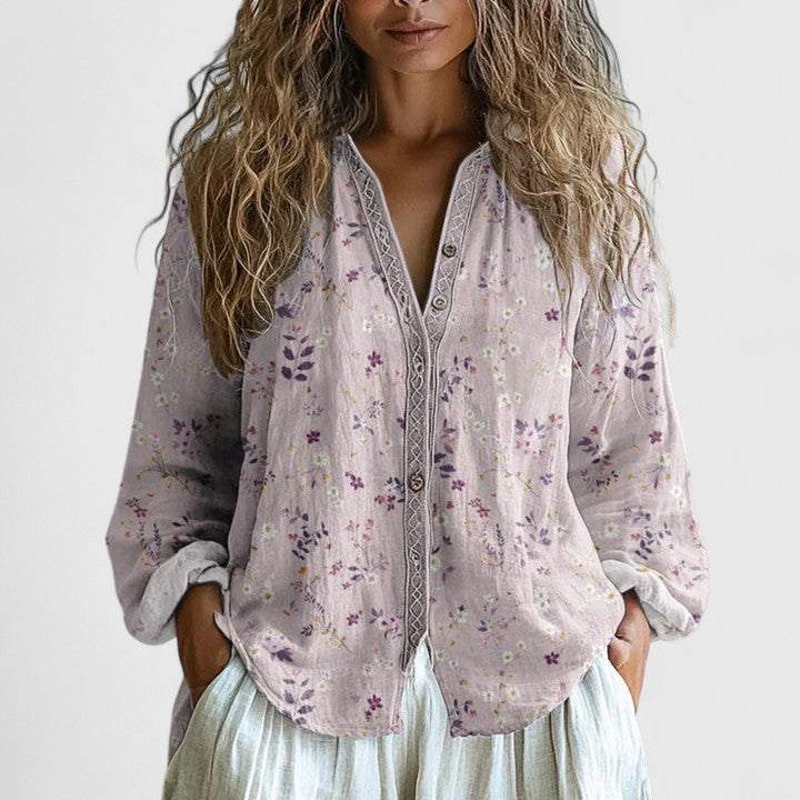 Beatrise | Women's Retro Print Blouse
