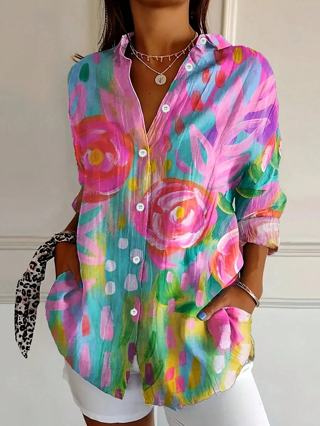Audrey | Colorful Print Blouse with Long Sleeves