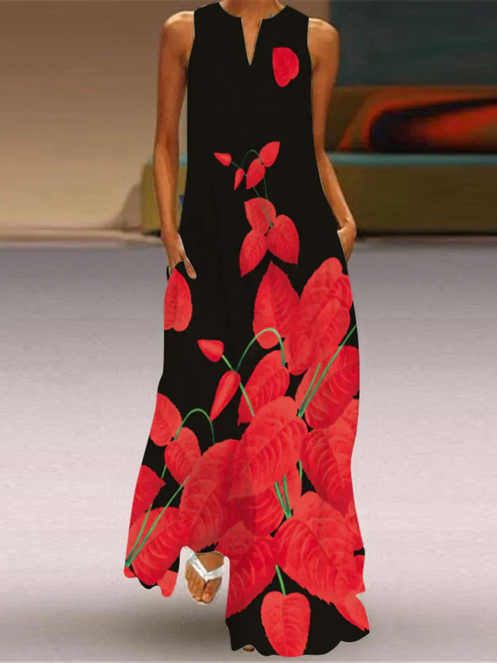 Elodie | Butterfly Floral A-Line Maxi Dress