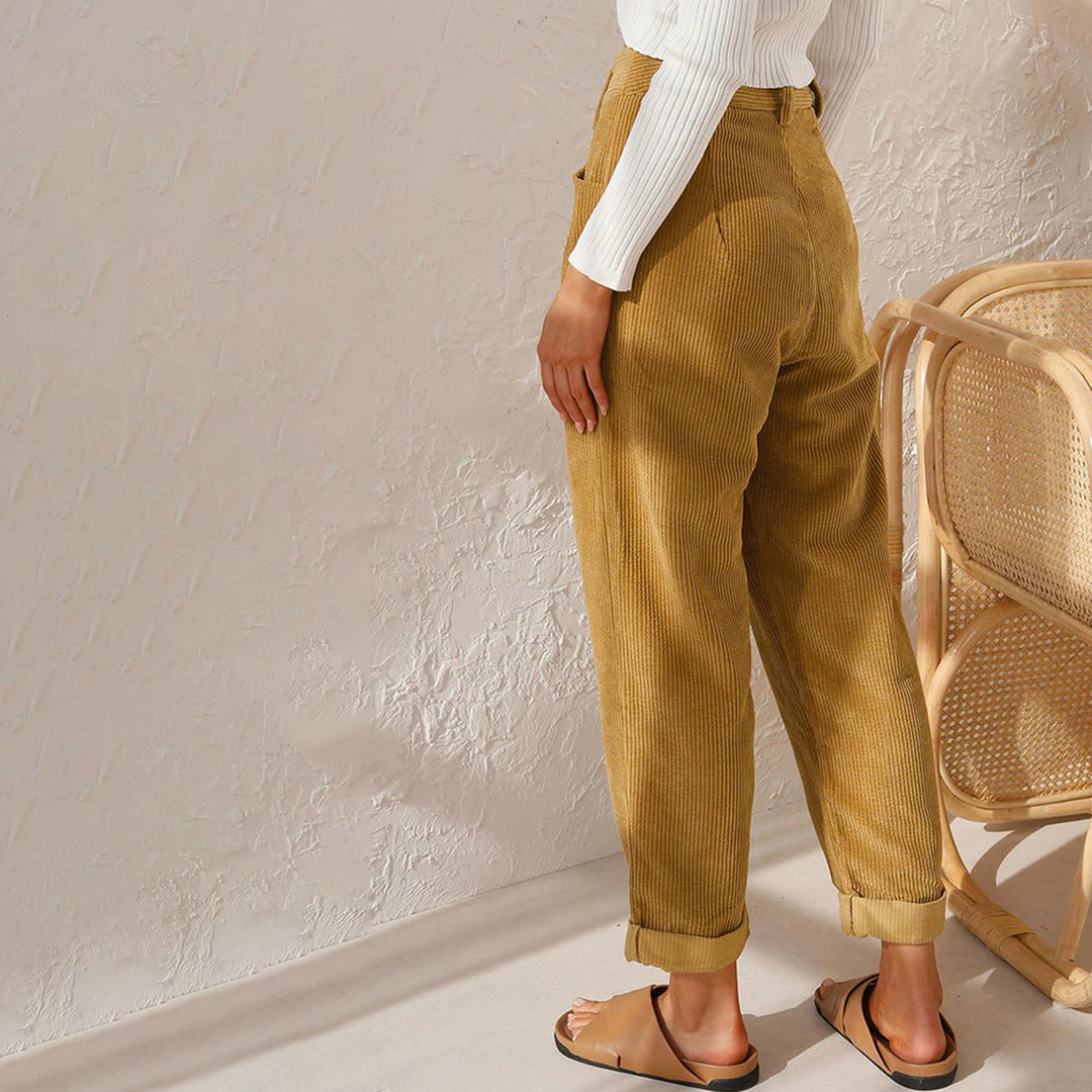 Hazel | Women's High Waist Corduroy Pants