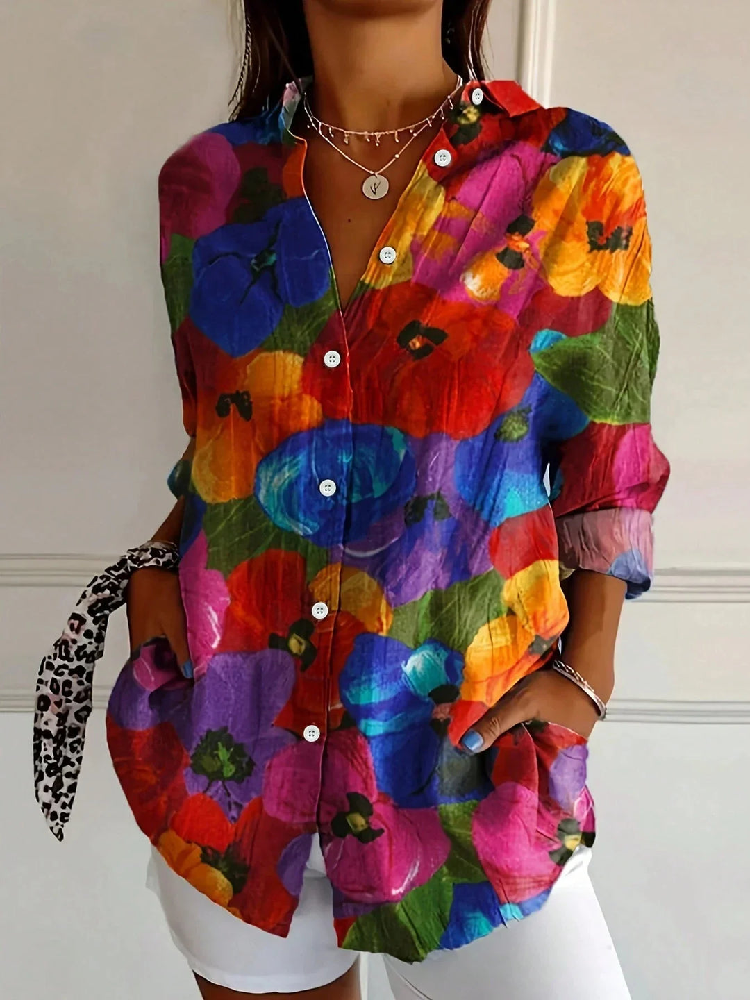 Audrey | Colorful Print Blouse with Long Sleeves