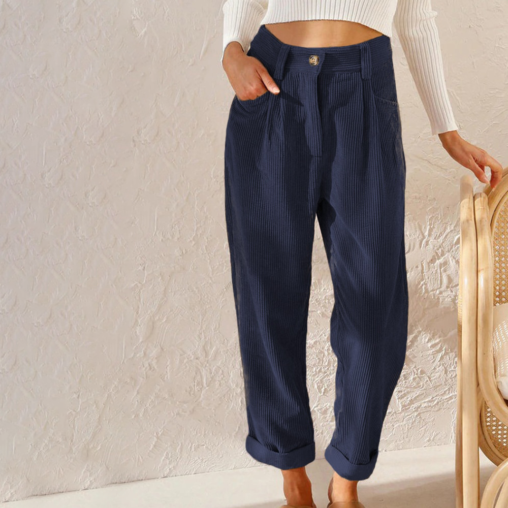 Hazel | Women's High Waist Corduroy Pants