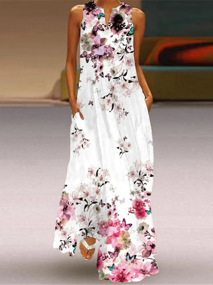 Elodie | Butterfly Floral A-Line Maxi Dress