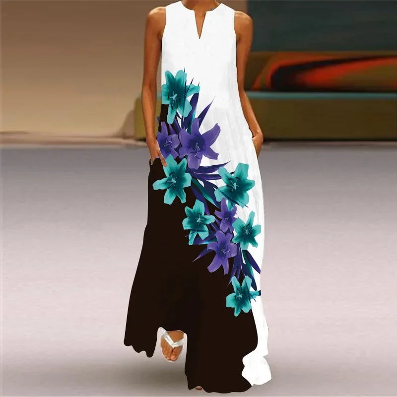 Elodie | Butterfly Floral A-Line Maxi Dress