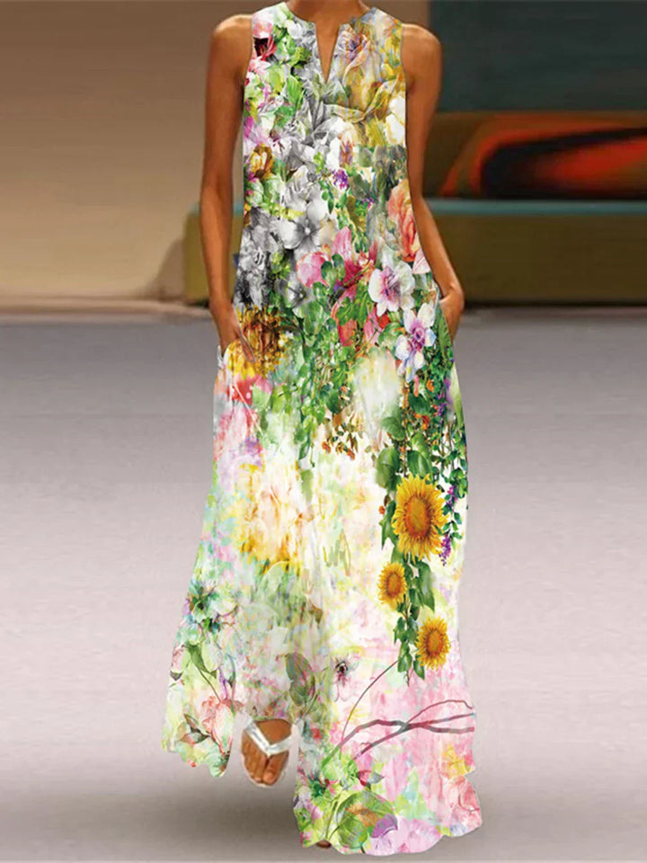 Elodie | Butterfly Floral A-Line Maxi Dress