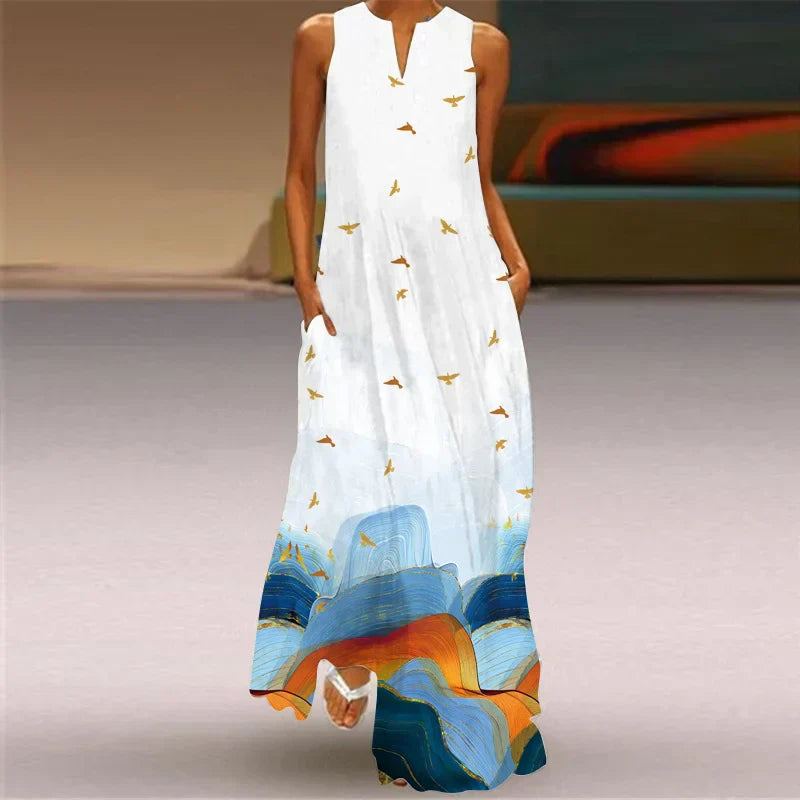 Elodie | Butterfly Floral A-Line Maxi Dress