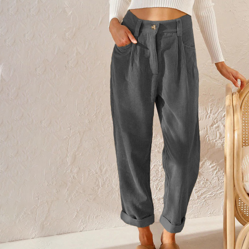 Hazel | Women's High Waist Corduroy Pants
